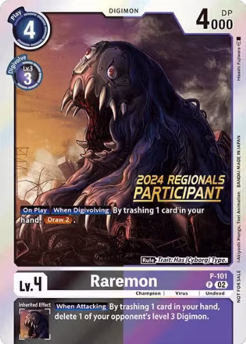 Raremon - P-101 (2024 Regionals Participant) (P-101 P), Digimon Promotion Cards — Digimon card price