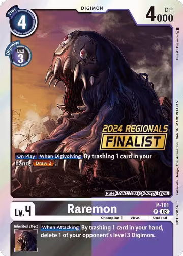 Raremon - P-101 (2024 Regionals Finalist) (P-101 P), Digimon Promotion Cards — Digimon card price
