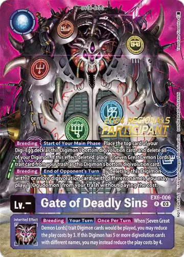 Gate of Deadly Sins (2024 Regionals Participant) (EX6-006 R), Infernal Ascension — Digimon card price