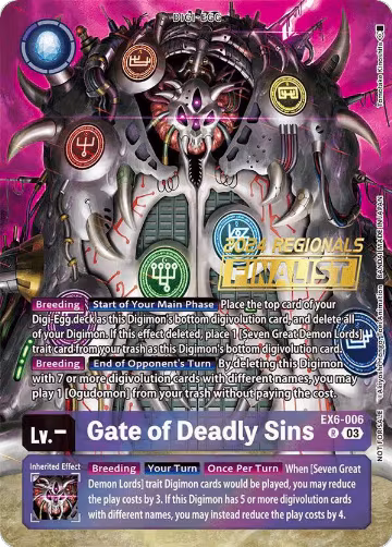 Gate of Deadly Sins (2024 Regionals Finalist) (EX6-006 R), Infernal Ascension — Digimon card price