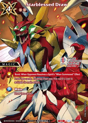 Starblessed Draw (BANDAI Card Games Fest 24-25 World Tour) (BSS01-118), Battle Spirits Saga Promo Cards — Battle Spirits card price