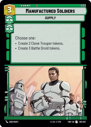 Manufactured Soldiers (102/257), Twilight of the Republic — Star Wars card price