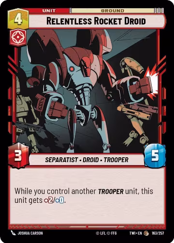 Relentless Rocket Droid (163/257), Twilight of the Republic — Star Wars card price