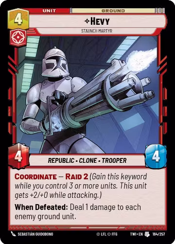 Hevy - Staunch Martyr (164/257), Twilight of the Republic — Star Wars card price