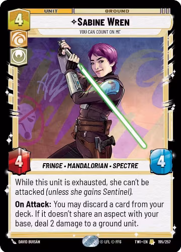 Sabine Wren - You Can Count On Me (195/257), Twilight of the Republic — Star Wars card price