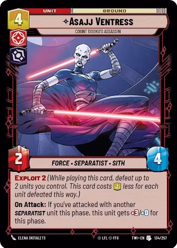 Asajj Ventress - Count Dooku's Assassin (134/257), Twilight of the Republic — Star Wars card price