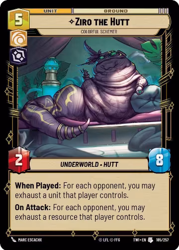 Ziro the Hutt - Colorful Schemer (185/257), Twilight of the Republic — Star Wars card price