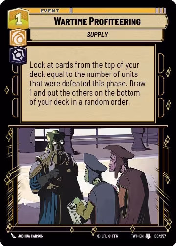 Wartime Profiteering (188/257), Twilight of the Republic — Star Wars card price