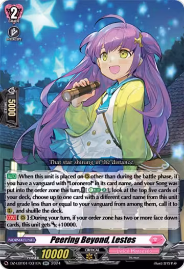 Peering Beyond, Lestes (DZ-LBT01/031EN), DZ-LBT01: Lyrical Monasterio Sparkling Stars! — Vanguard card price