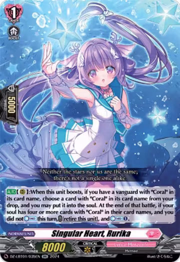 Singular Heart, Rurika (DZ-LBT01/035EN), DZ-LBT01: Lyrical Monasterio Sparkling Stars! — Vanguard card price