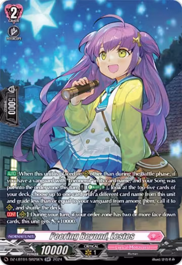 Peering Beyond, Lestes (SR) (DZ-LBT01/SR29EN), DZ-LBT01: Lyrical Monasterio Sparkling Stars! — Vanguard card price