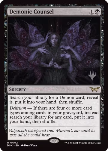 Demonic Counsel (92), Promo Pack: Duskmourn: House of Horror — Magic card price