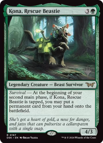 Kona, Rescue Beastie (0187) (187), Promo Pack: Duskmourn: House of Horror — Magic card price