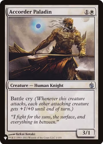 Accorder Paladin (1/155), The List Reprints — Magic card price