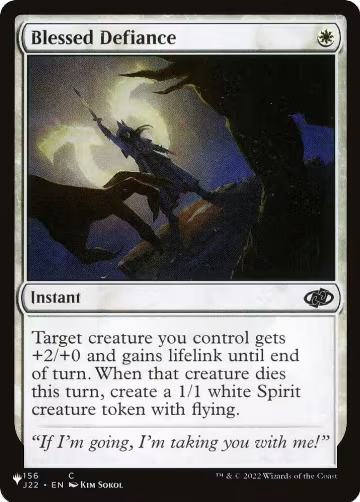 Blessed Defiance (156/051), The List Reprints — Magic card price