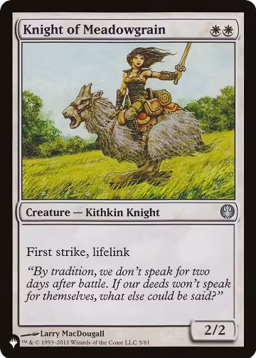 Knight of Meadowgrain (5), The List Reprints — Magic card price