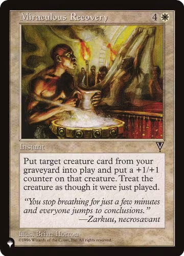 Miraculous Recovery, The List Reprints — Magic card price