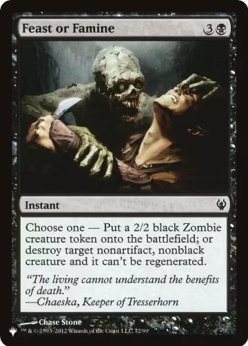Feast or Famine (72/90), The List Reprints — Magic card price