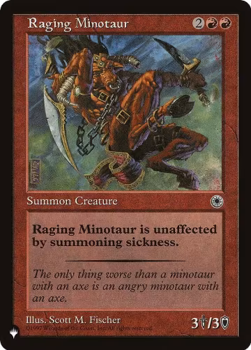 Raging Minotaur, The List Reprints — Magic card price