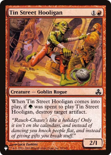 Tin Street Hooligan (78/165), The List Reprints — Magic card price