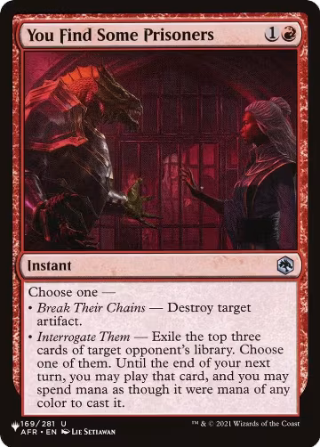 You Find Some Prisoners (169/281), The List Reprints — Magic card price