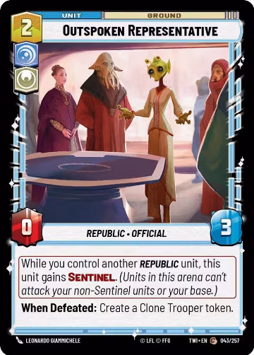 Outspoken Representative (043/257), Twilight of the Republic — Star Wars card price