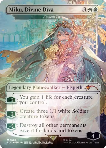 Miku, Divine Diva - Elspeth Tirel (Rainbow Foil) (1585), Secret Lair Drop Series — Magic card price