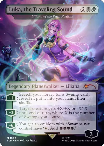 Luka, the Traveling Sound - Liliana of the Dark Realms (Rainbow Foil) (1593), Secret Lair Drop Series — Magic card price