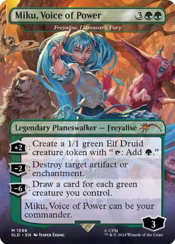 Miku, Voice of Power - Freyalise, Llanowar's Fury (1598), Secret Lair Drop Series — Magic card price