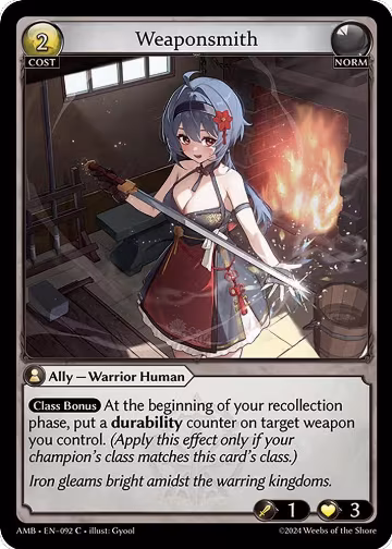 Weaponsmith (092), Mortal Ambition — Grand Archive card price