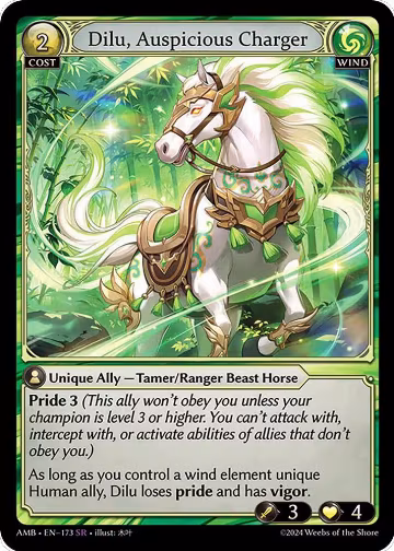 Dilu, Auspicious Charger (173), Mortal Ambition — Grand Archive card price