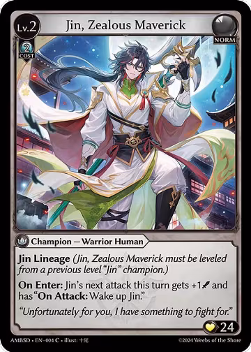 Jin, Zealous Maverick (004), Mortal Ambition Starter Decks — Grand Archive card price