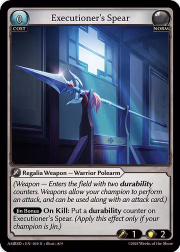 Executioner's Spear (010), Mortal Ambition Starter Decks — Grand Archive card price