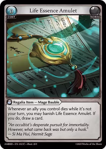 Life Essence Amulet (012), Mortal Ambition Starter Decks — Grand Archive card price