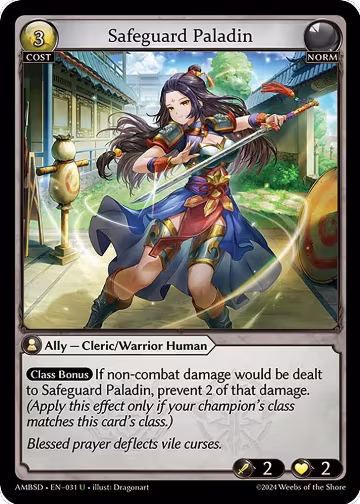 Safeguard Paladin (031), Mortal Ambition Starter Decks — Grand Archive card price