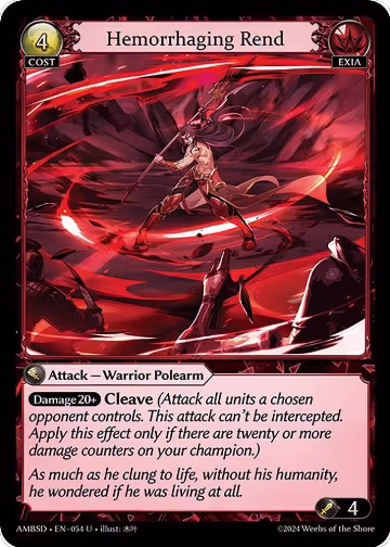 Hemorrhaging Rend (054), Mortal Ambition Starter Decks — Grand Archive card price