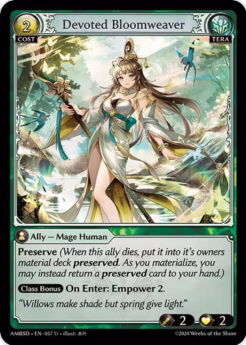 Devoted Bloomweaver (057), Mortal Ambition Starter Decks — Grand Archive card price