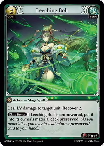 Leeching Bolt (058), Mortal Ambition Starter Decks — Grand Archive card price