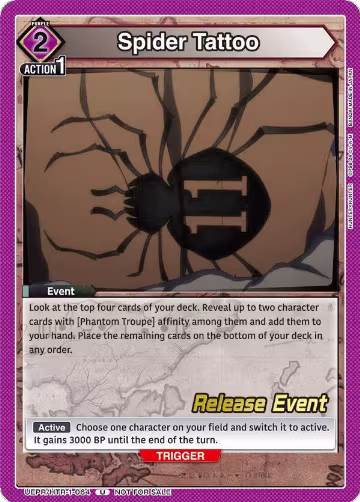 Spider Tattoo (UEPR/HTR-1-064), HUNTER X HUNTER Release Event Cards — Union Arena card price