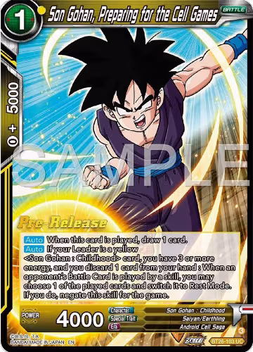 Son Gohan, Preparing for the Cell Games (BT26-103), Ultimate Advent Pre-Release Cards — DB Super card price