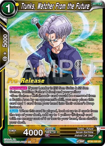 Trunks, Watcher From the Future (BT26-105), Ultimate Advent Pre-Release Cards — DB Super card price