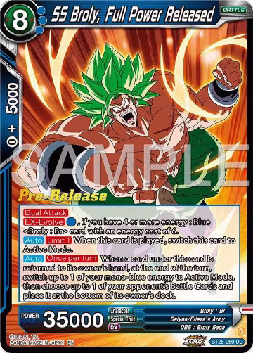 SS Broly, Full Power Released (BT26-050), Ultimate Advent Pre-Release Cards — DB Super card price