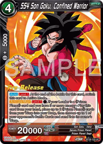 SS4 Son Goku, Confined Warrior (BT26-123), Ultimate Advent Pre-Release Cards — DB Super card price