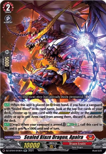 Sealed Blaze Dragon, Apalra (DZ-BT04/019EN), DZ-BT04: Destined Showdown — Vanguard card price