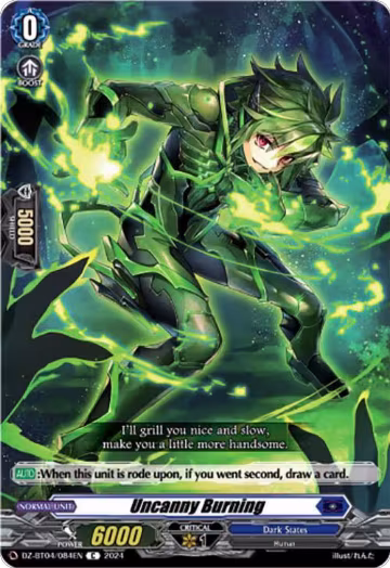 Uncanny Burning (DZ-BT04/084EN), DZ-BT04: Destined Showdown — Vanguard card price