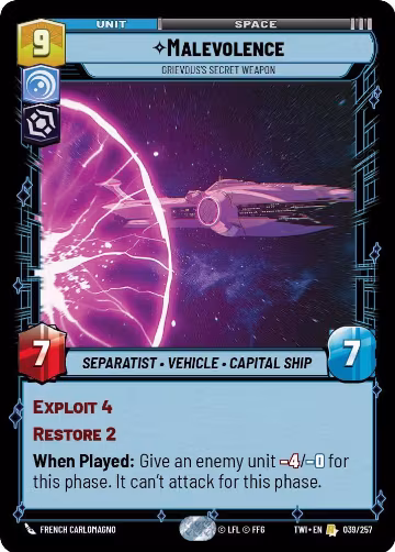 Malevolence - Grievous’s Secret Weapon (039/257), Twilight of the Republic — Star Wars card price
