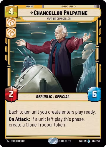 Chancellor Palpatine - Wartime Chancellor (203/257), Twilight of the Republic — Star Wars card price