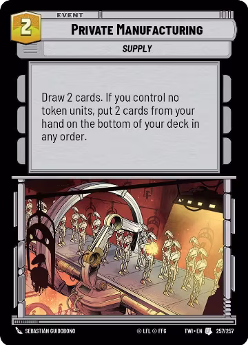 Private Manufacturing (257/257), Twilight of the Republic — Star Wars card price