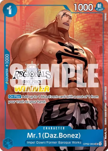 Mr.1 (Daz.Bonez) (Online Regional 2024 Vol. 3) [Winner] (OP02-063), One Piece Promotion Cards — One Piece card price