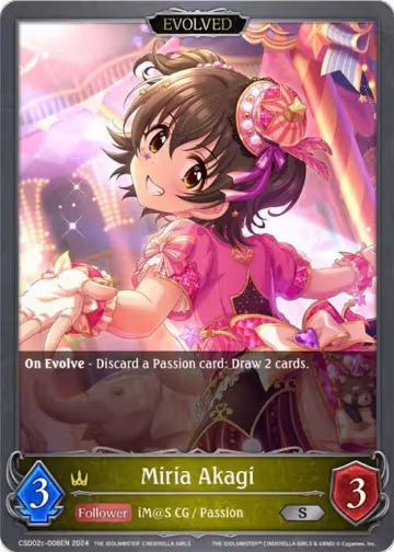Miria Akagi (Evolved) (CSD02c-008EN), THE IDOLM@STER CINDERELLA GIRLS — Shadowverse card price